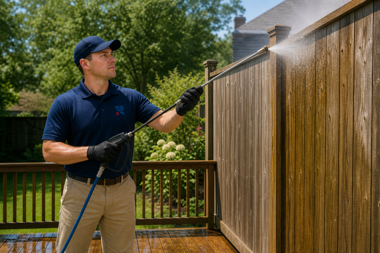 Clean wood deck and fence